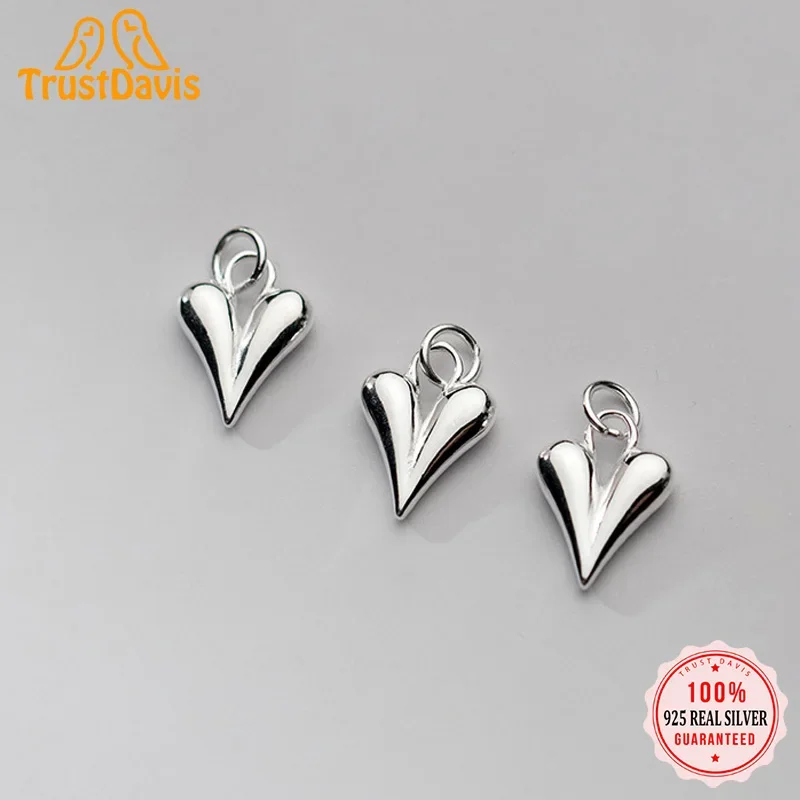 

TrustDavis Real 925 Sterling Silver Romantic Heart Pendant Handmade DIY Necklace Accessories Fine S925 Jewelry Wholesale HY948