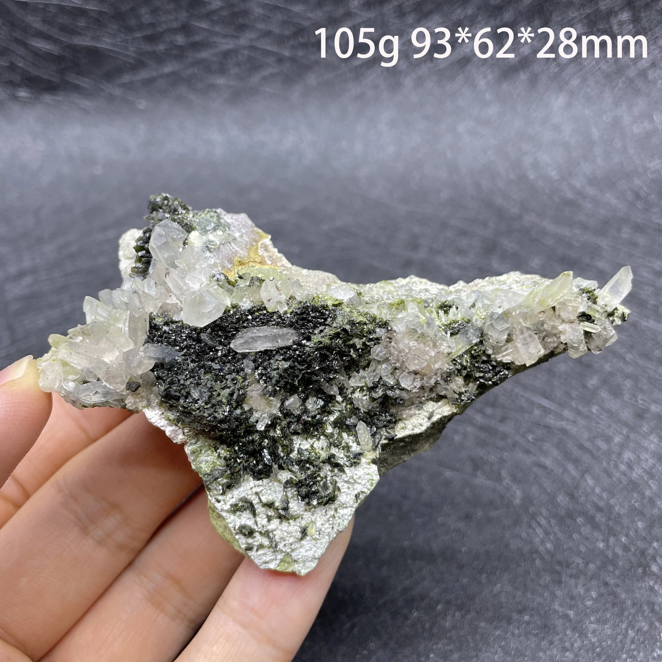 Natural Raw Stone Epidote Crystal Clear Quartz Cluster Mineral Specimen Rock Home Decoration Gift Healing