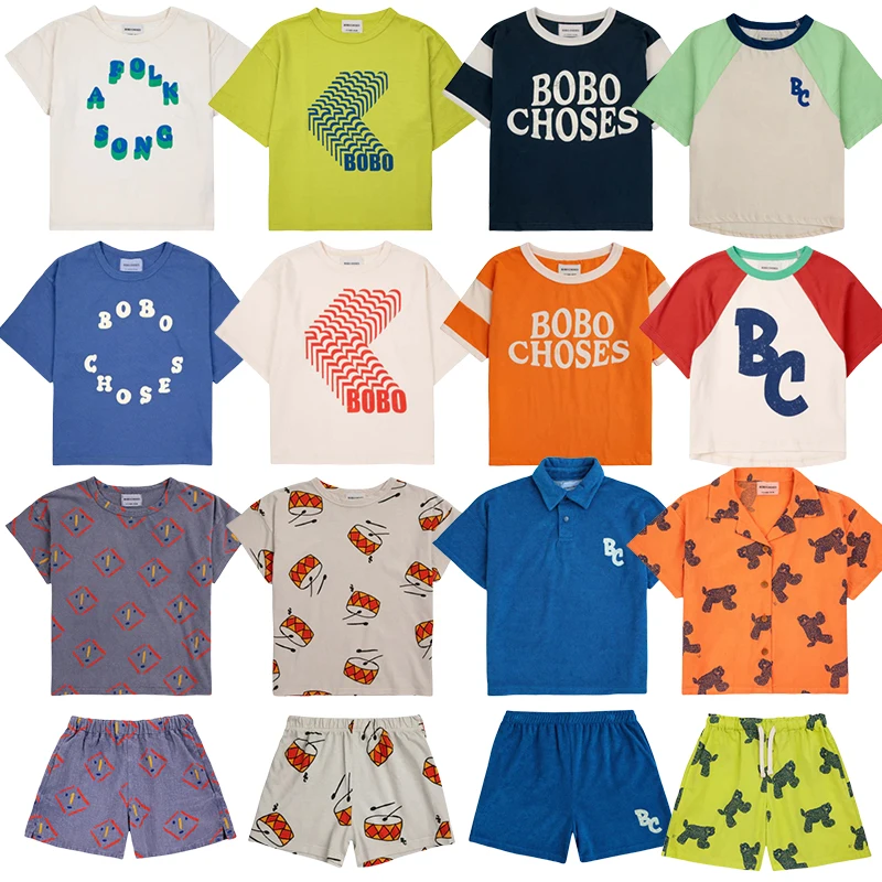 2024 New Children\'s Clothing Set Boys Casual T-shirts and Girls Cartoon Printed Shorts Set Kids Summer Clothing Set