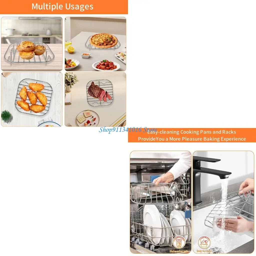 Universal Air Fryers Rack Steel Meshes for Even Heating Corrosions Resistant