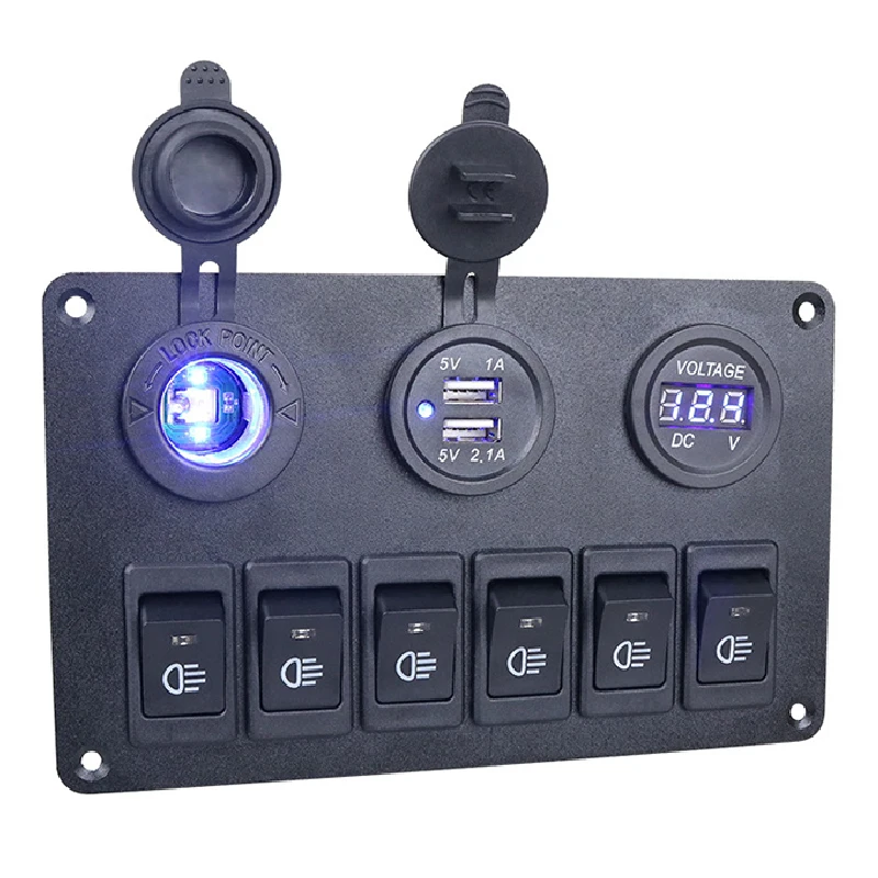 

1 Pc Switch Panel Lights Switch Cigarette Lighter Socket & Dual Usb Ports Battary Voltmeter Digital Monitor For Cars Motorcycles