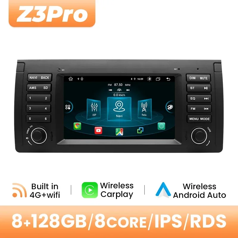 Android 14 Draadloze Carplay Autoradio Speler Voor BMW X5 E53 E39 Multimedia Audio GPS Navigatie 128 GB Stereo hoofd DSP RDS 4G Wif