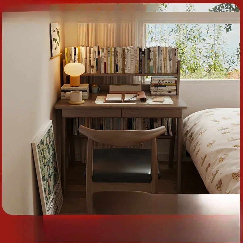 

Solid wood computer desk household children's desk bookshelf integrated bedroom small apartment student writing table study tabl