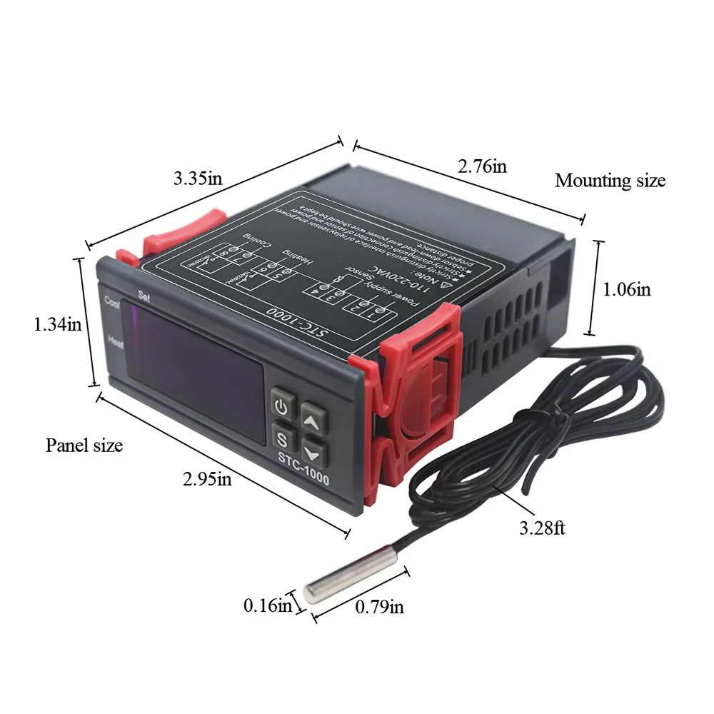 Digitale Regolatore di Temperatura del Termostato Termoregolatore incubatore Relè LED 10A Riscaldamento Raffreddamento STC-1000 STC 1000 12V 24V 220V