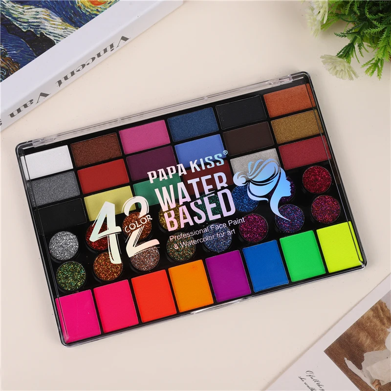 42 color children's stage makeup monochrome matte water-soluble facial paint quick drying easy to color non-toxic washable