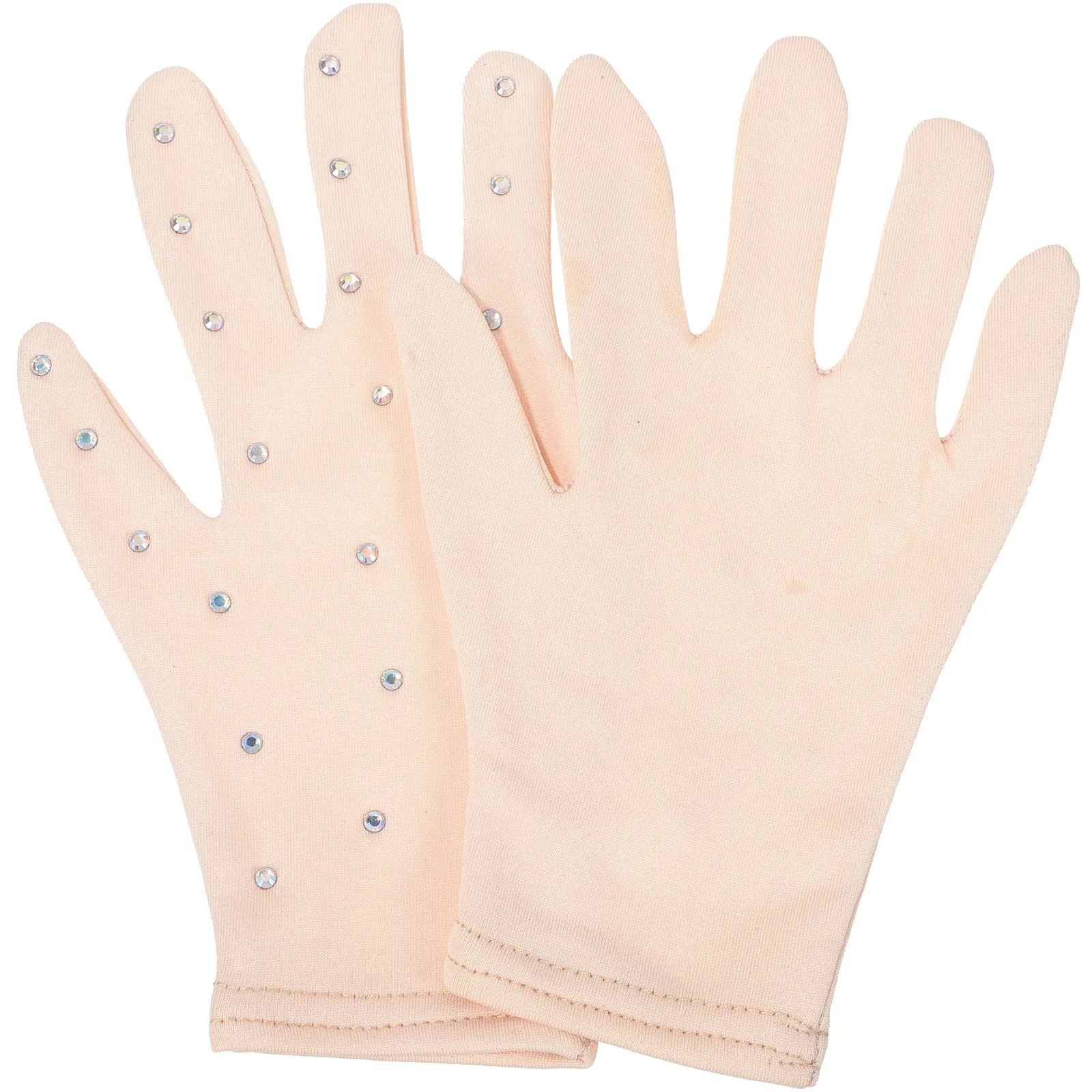 Figure Skating Performance Gloves Black Rhinestone Competition Stretchable Dance Party Gloves for Stage