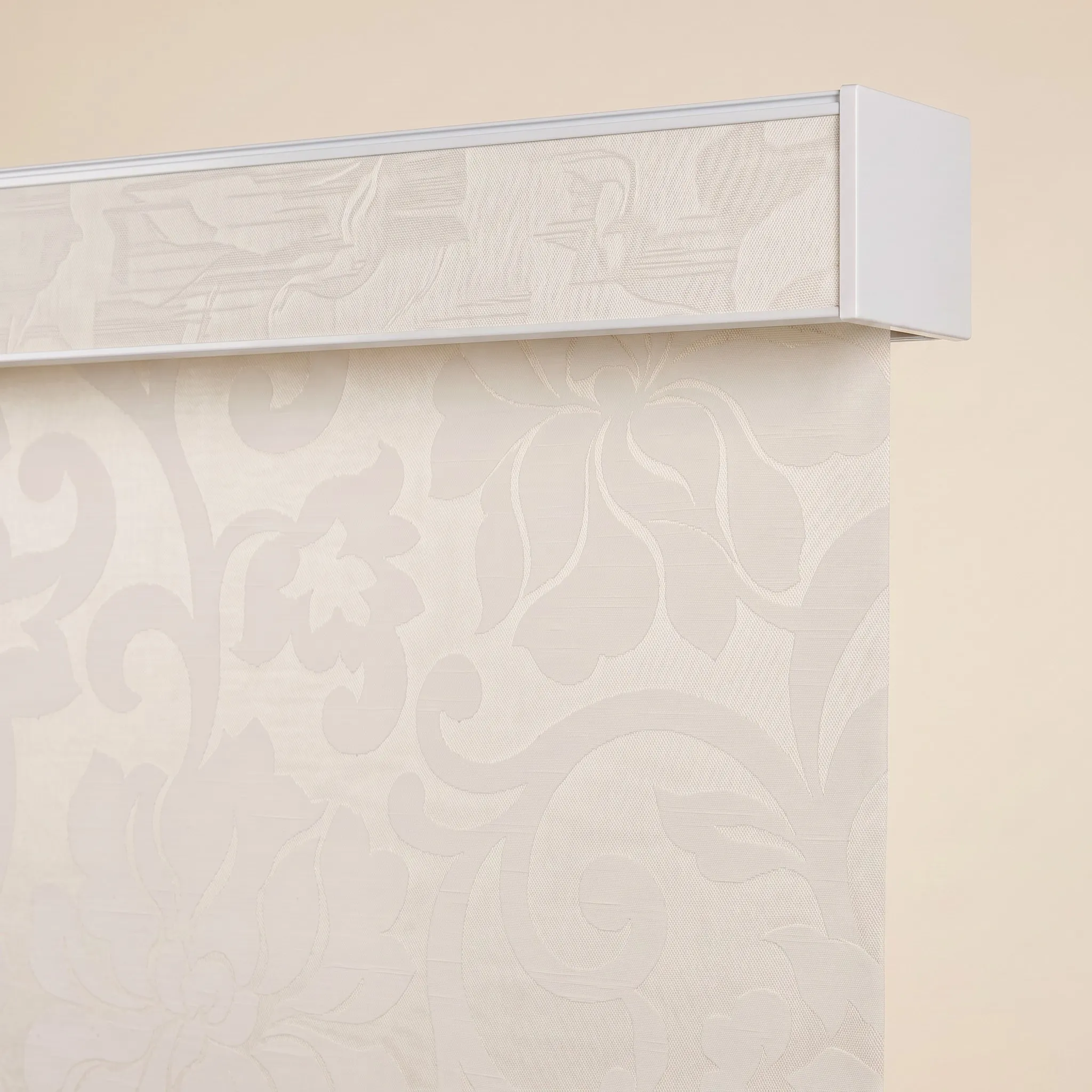 Custom Size No‑Pull‑Cord Roller Blinds,Waterproof Jacquard Floral Window Shades,Semi‑Translucent Beige European Floral Roller Sh