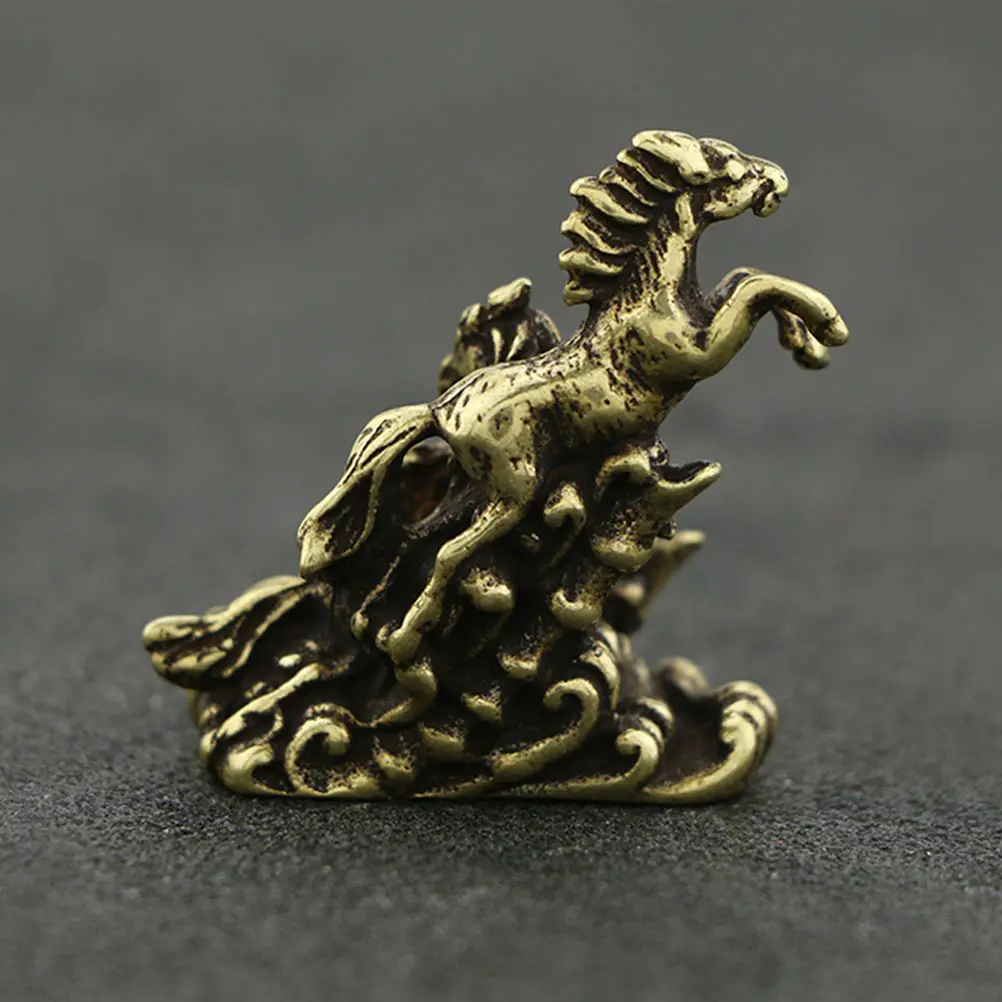 

2Pcs Brass Horse Desktop Ornament Retro Style Creative Steed Decor Craft Decoration Home Office Brass Adornment