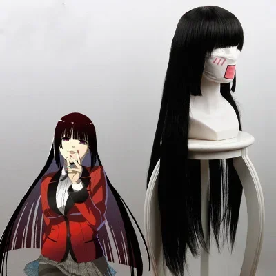 Jabami Yumeko Wig Kakegurui Cosplay Wigs Women Black 100cm  Straight Heat Resistant Synthetic Hair Perucas Cosplay Wig
