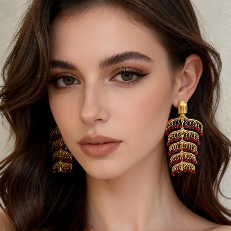 New Sight Luxury Zirconia Long Tassel Stud Earrings for Women Fashion Brand Jewelry Elegant Crystal Earrings Gift