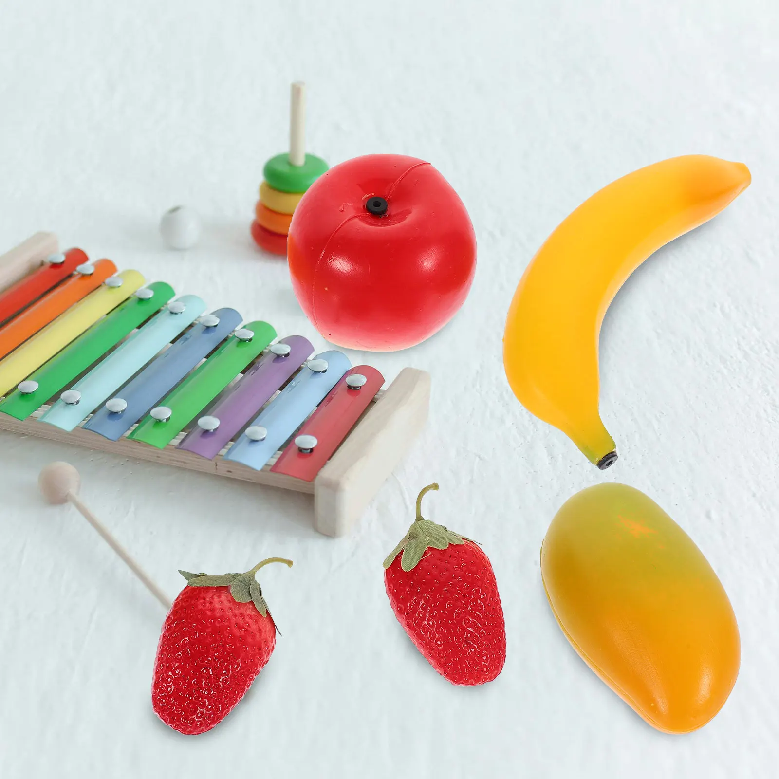 1 Juego de instrumentos musicales, caja de arena de frutas, juguete para niños, bebé, coctelera de percusión, Maracas, parque infantil, regalo para el hogar y la guardería