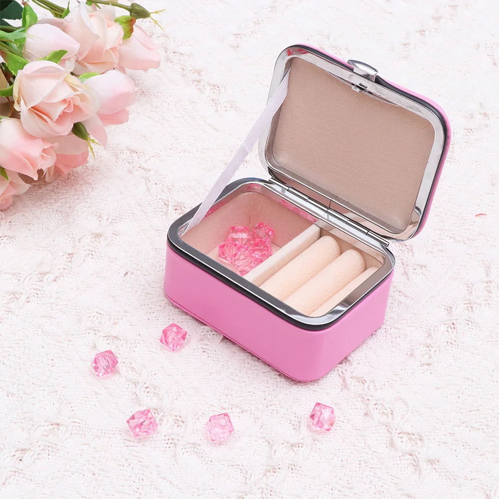 

2pcs Jewelry Box For Women Modern Mini Travel Organizer Case Portable Earring Necklace Ring Storage Drawer Holder Pu Durable