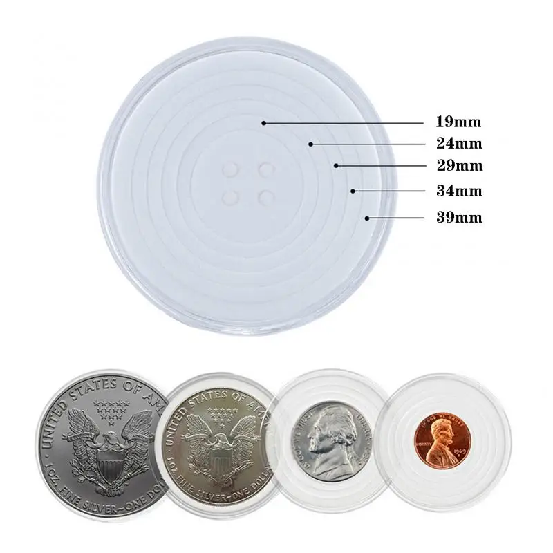 10 Stück transparente Coinning-Kapselhalter-Aufbewahrungsbox, 17–37 mm, 19–39 mm, mit verstellbarer Schaumdichtung für Sammel-Coinning-Medaille – Detail 7