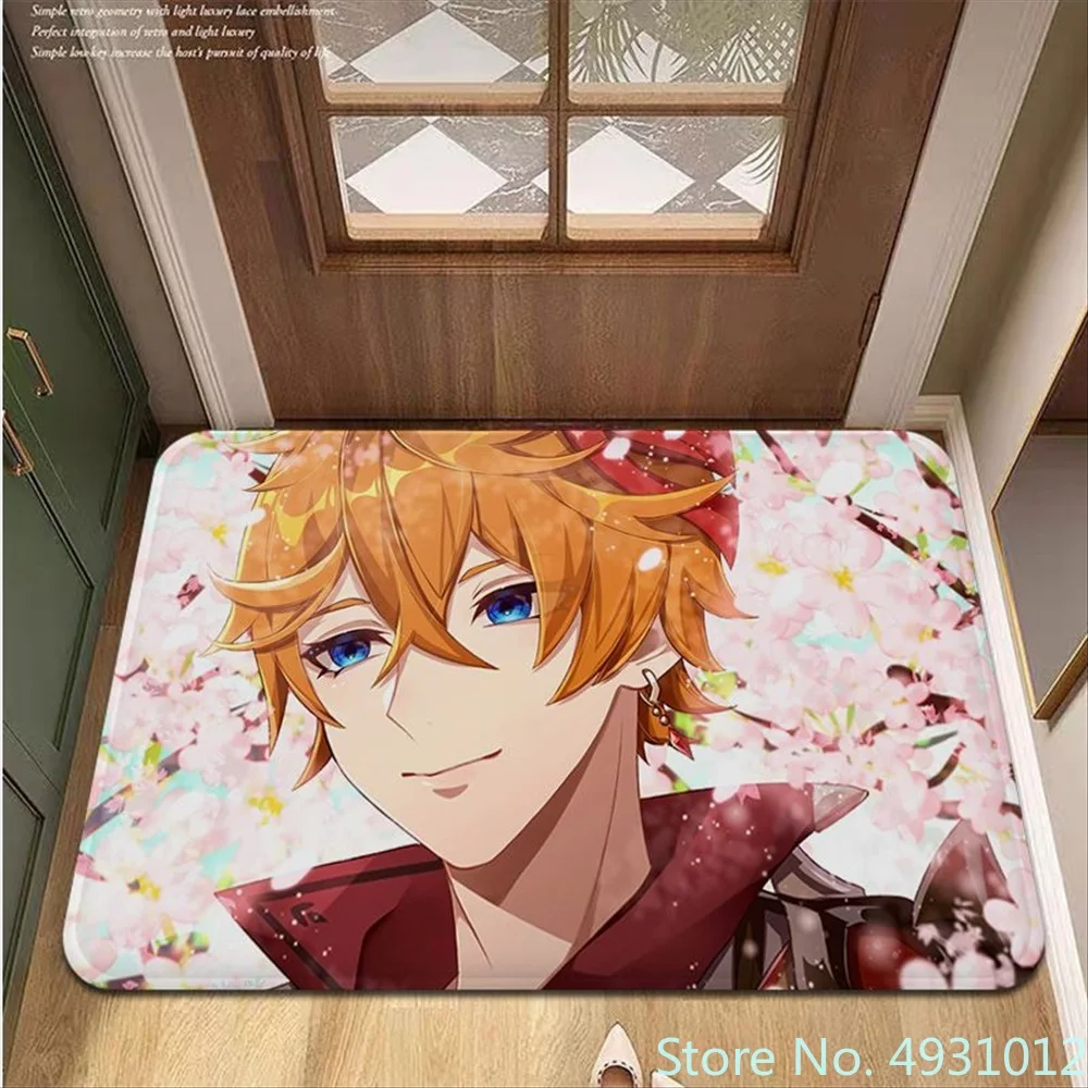 2023 Anime Genshin Impact Tartaglia Bath Mat Nordic Style Bedroom Living Room Doormat Home Balcony Anti-Slip Household Carpets