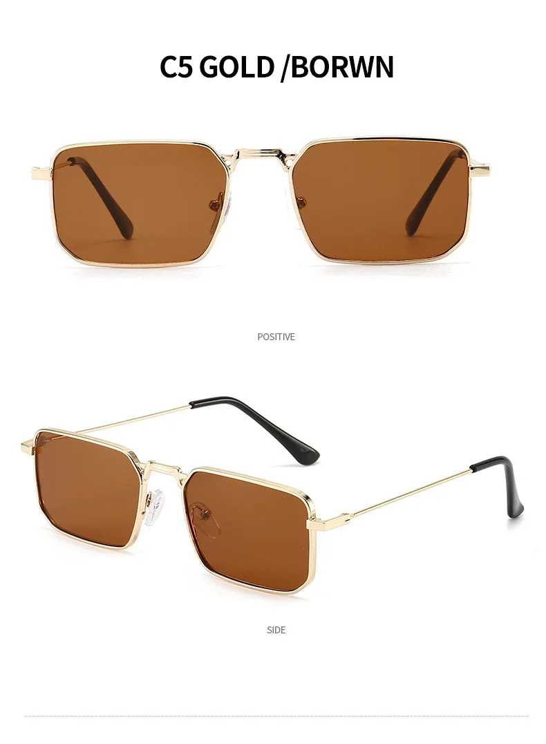 Hohe Qualität Rechteck Sonnenbrille Frauen Metall Rahmen Gläser Vintage Marke Quadrat Sonnenbrille für Männer Shades Weibliche Brillen – Detail 13