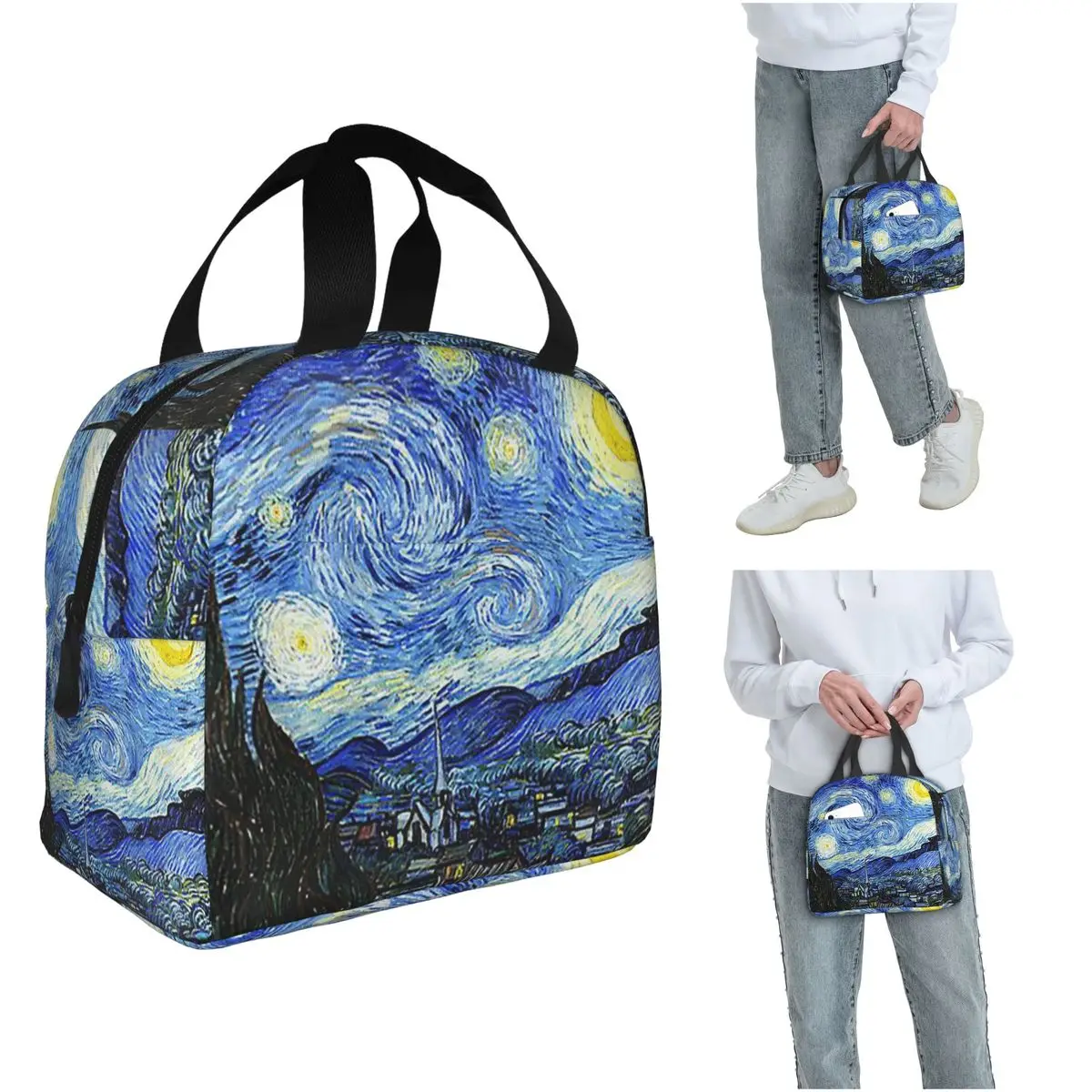 

Термосумка для обеда с изображением «Звездной ночи» Винсента Ван Гога для женщин и детей, портативная термосумка для еды, термосумка-тоут