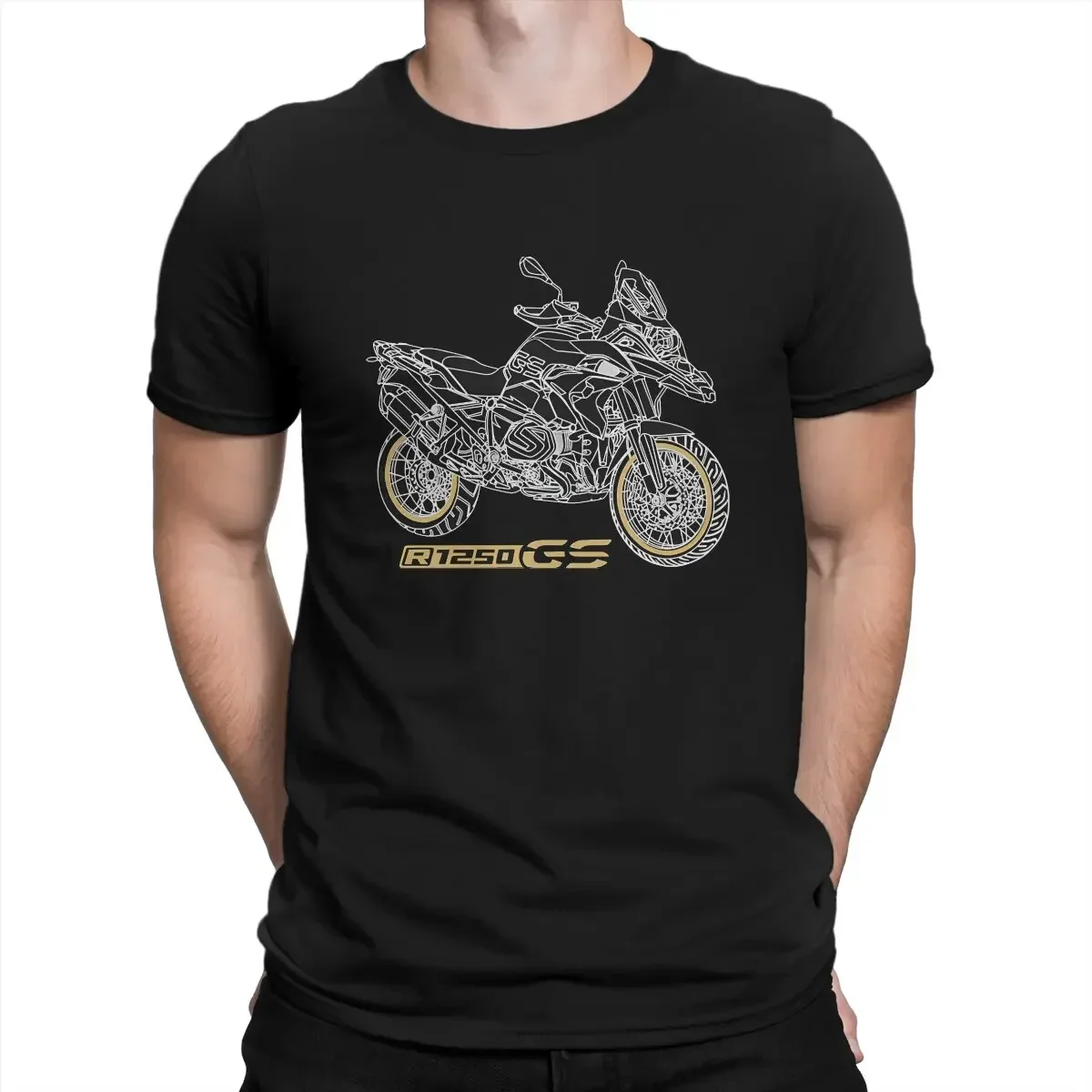 for Men GS Awesome Cotton Tees Crewneck Short Sleeve T Shirts Printing Clothes GS 1250 R 1250 GS Black Motorcycle T-Shirts