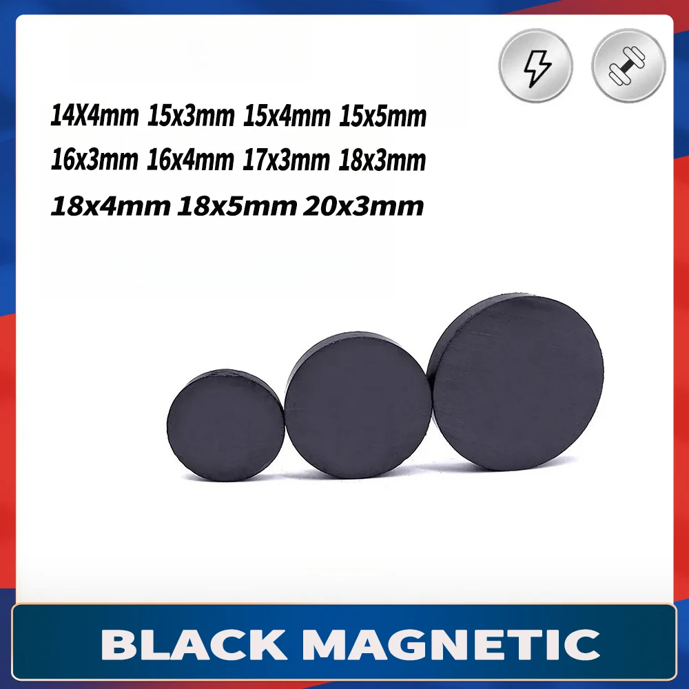 

Black Round Magnets Dia 14mm 15mm 16mm 18mm Ferrite Magnet Strong Magnetic High Strength fridge DIY Black Ferrite Magnet Patch