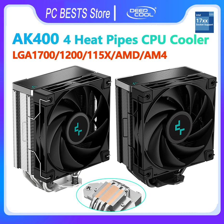 

Deepcool AK400 White Radiator 4 Heat Pipes CPU Cooler Quiet FDB Fan Desktop Computer Thin Cooling Fan LGA1700 1200 115X AM4