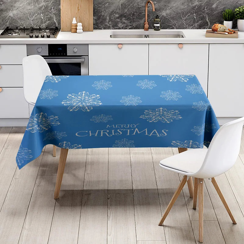 زينة مفرش طاولة عيد الميلاد الزرقاء نمط ندفة الثلج لحفلات غرفة الطعام فكرة هدية مثالية (صغيرة) #6