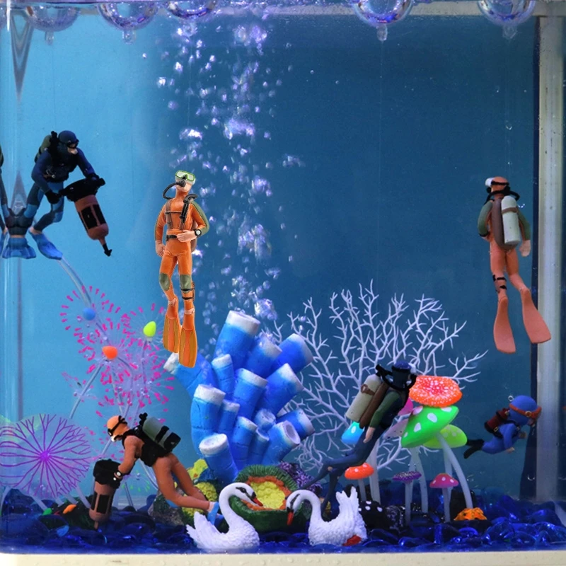 Resin Floating Diver for Aquarium Decor, Safe for Freshwater and Saltwater, Small and Large Fish Tanks, Betta Accessories