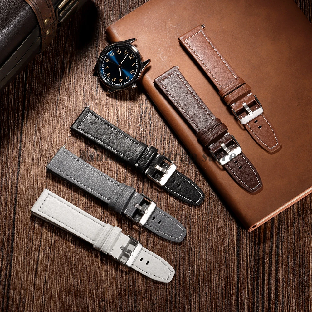 Коричневый кожаный ремешок для часов 20 мм 22 мм для Seiko для Omega, универсальный женский и мужской быстросъемный браслет из воловьей кожи