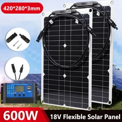 600W Flexible Solar Panel 18V Solar Cell With 10A-100A Controller Power Bank for Outdoor Camping Phone Car RV Yacht Planting