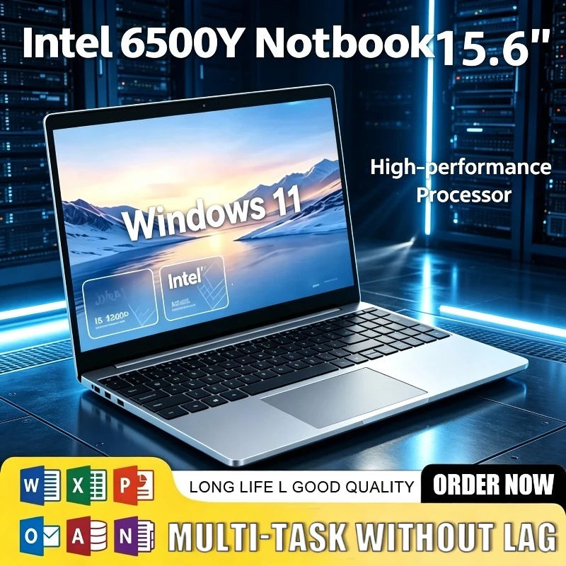 New Intel Core 6500Y Laptop Gamer Office Study Computer PC 1080P Display Windows 11 Notebook 15.6