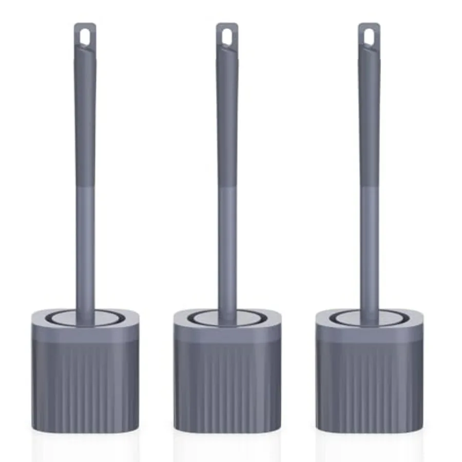 

Toilet Bowl Brush and Holder, 3 Pack Compact Toilet Brush Set with Nylon Bristles Toilet Brush Hidden Scrubber Brushes for Bath