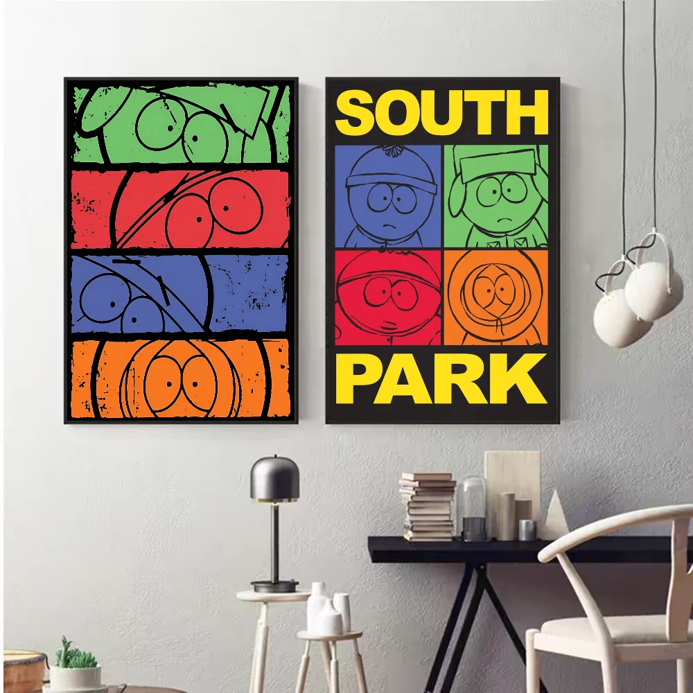 Cartoon-SouthparkS Self-adhesive Classic Anime Poster Waterproof Paper Sticker Coffee House Bar Room Wall Decor