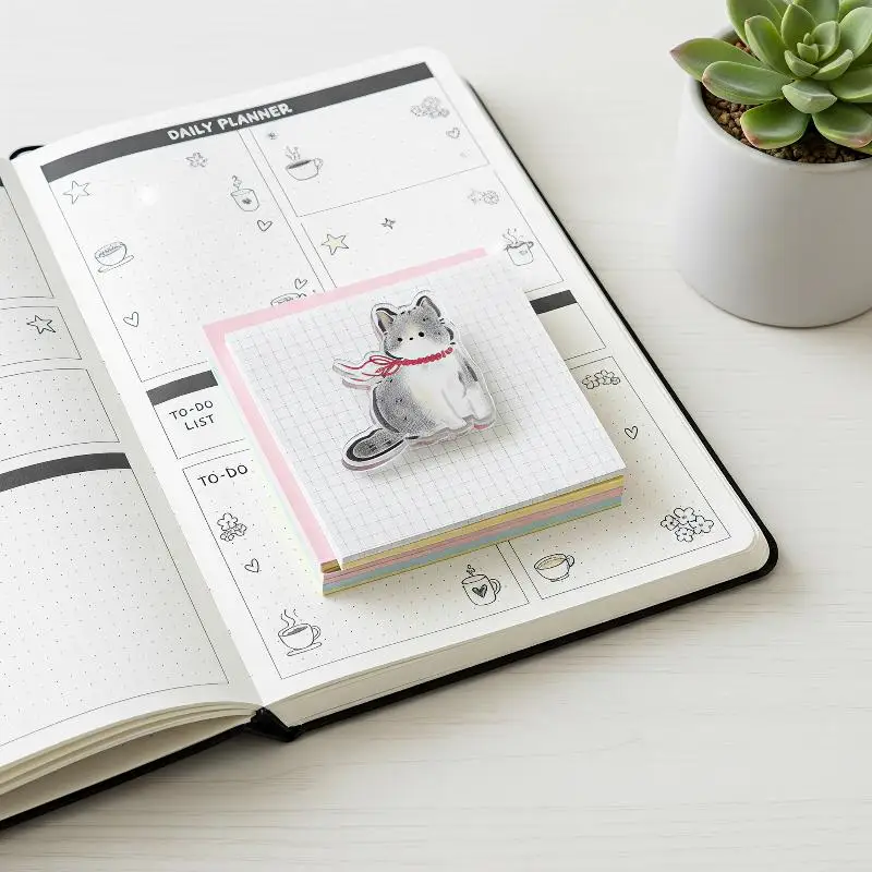 7Pcs Kawaii Cat Shaped Sealing Clips Durable PP Multifunctional Snack Bag Clips as Bookmark Memo Clip School Stationery