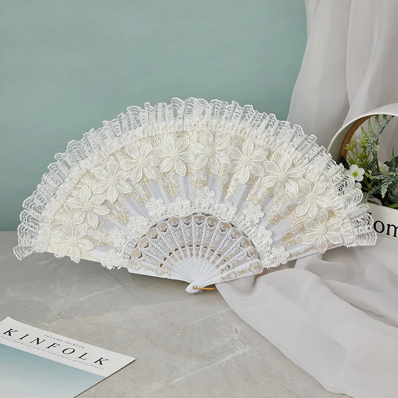 Lolita Lace Women's Folding Dance Performance Photography Props Fan New Chinese Style Wedding Favors And Gifts El Fanı Bambú