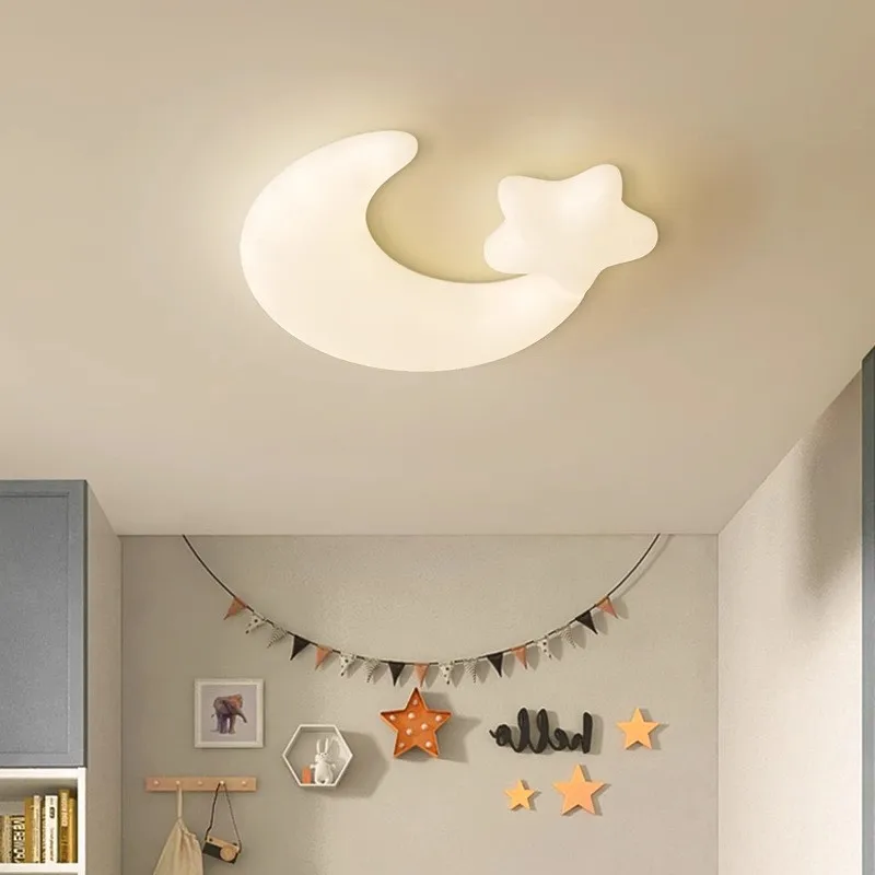 

2024 New Eye Protection Star Moon Bedroom Lamp Nordic Children's Room Cartoon Cream Style Ceiling Light Luxury LED Interior lamp