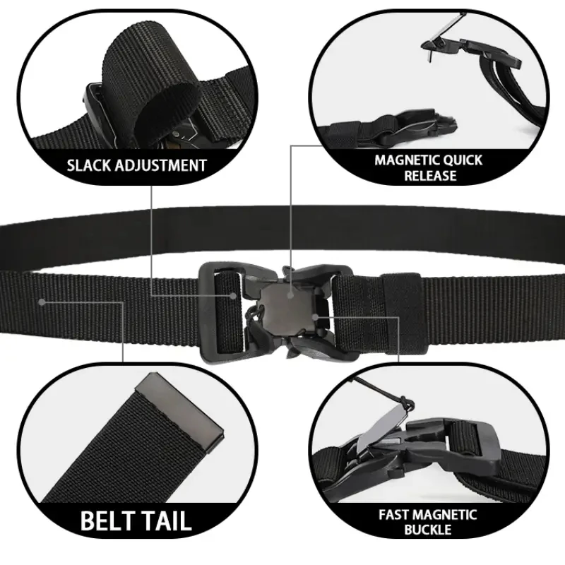 Tactical Belt Magnetic Buckle Quick Release Elastic Belt Casual Nylon Tooling Training Belt Men\'s Trousers Belt