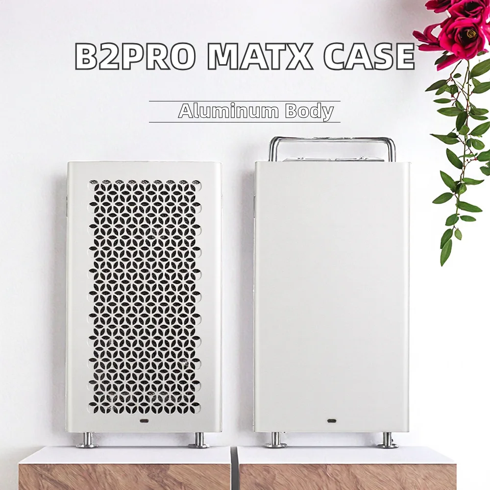 Magnesium Aluminum Alloy Micro ATX PC Case, B2Pro Desktop Mid Tower Chassis, Support MATX ATX SFX PSU, 240mm Water Cooling