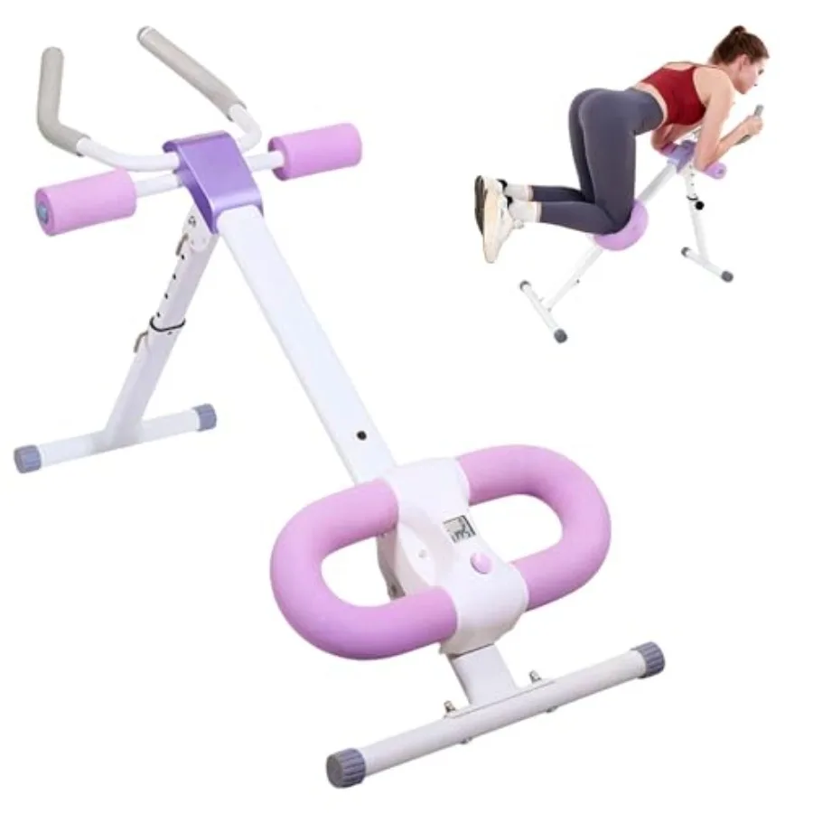 Ab Workout Equipment: Steel-Frame Ab Machine in Black Compact Core Trainer for Home Use with Non-Slip Handles and Smooth Roller