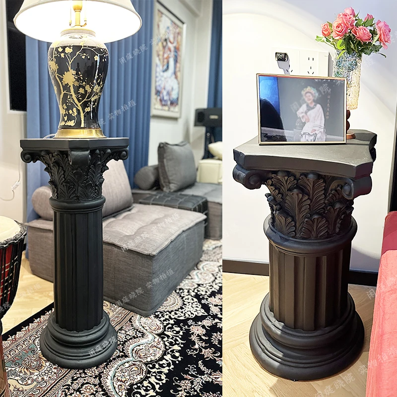 

Black Roman column display stand European and American French home decoration table legs living room entrance indoor and outdoor