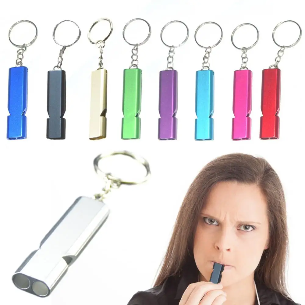 

4Pcs Emergency Whistles Aluminum Double Tube Clear Loud Sound Portable Safety Survival Whistles With Keyring Survival Tools