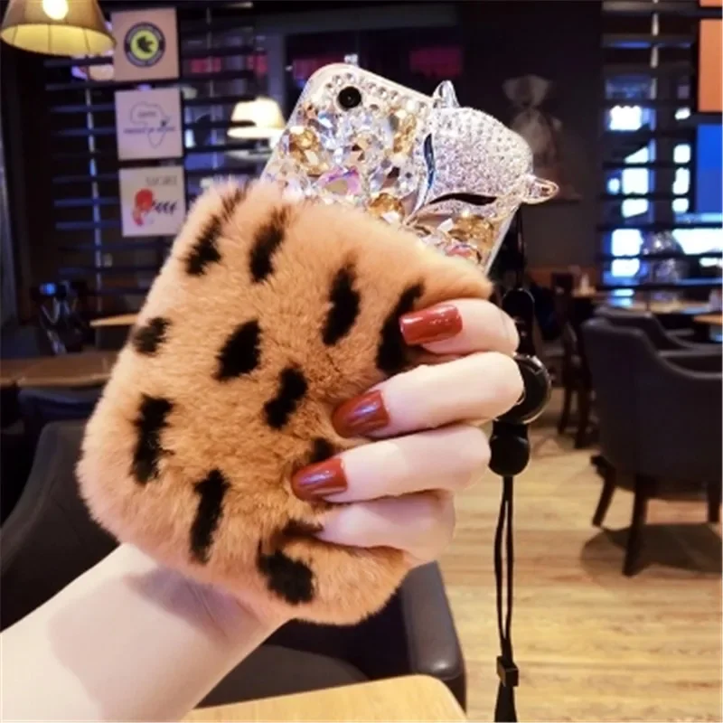 

Luxury Rhinestone and Diamond Phone Case, Glitter Bling, Fluffy Rabbit Fur, for Samsung A32, A42, A50, A80, A51, A52, A71, A81