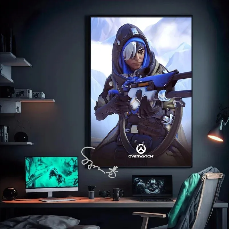 Overwatch Game Character Poster Canvas Printing Overwatch 3D Characters Wall Art Picture Video Game Wall Decor for Gaming Room