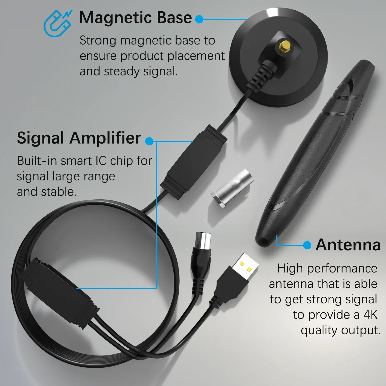 High Performance Indoor Digital HD TV Antenna 5600 Miles Long Range Signal Booster 4K 1080P Amplifier Free View ATSC/DVB-T/ISDB