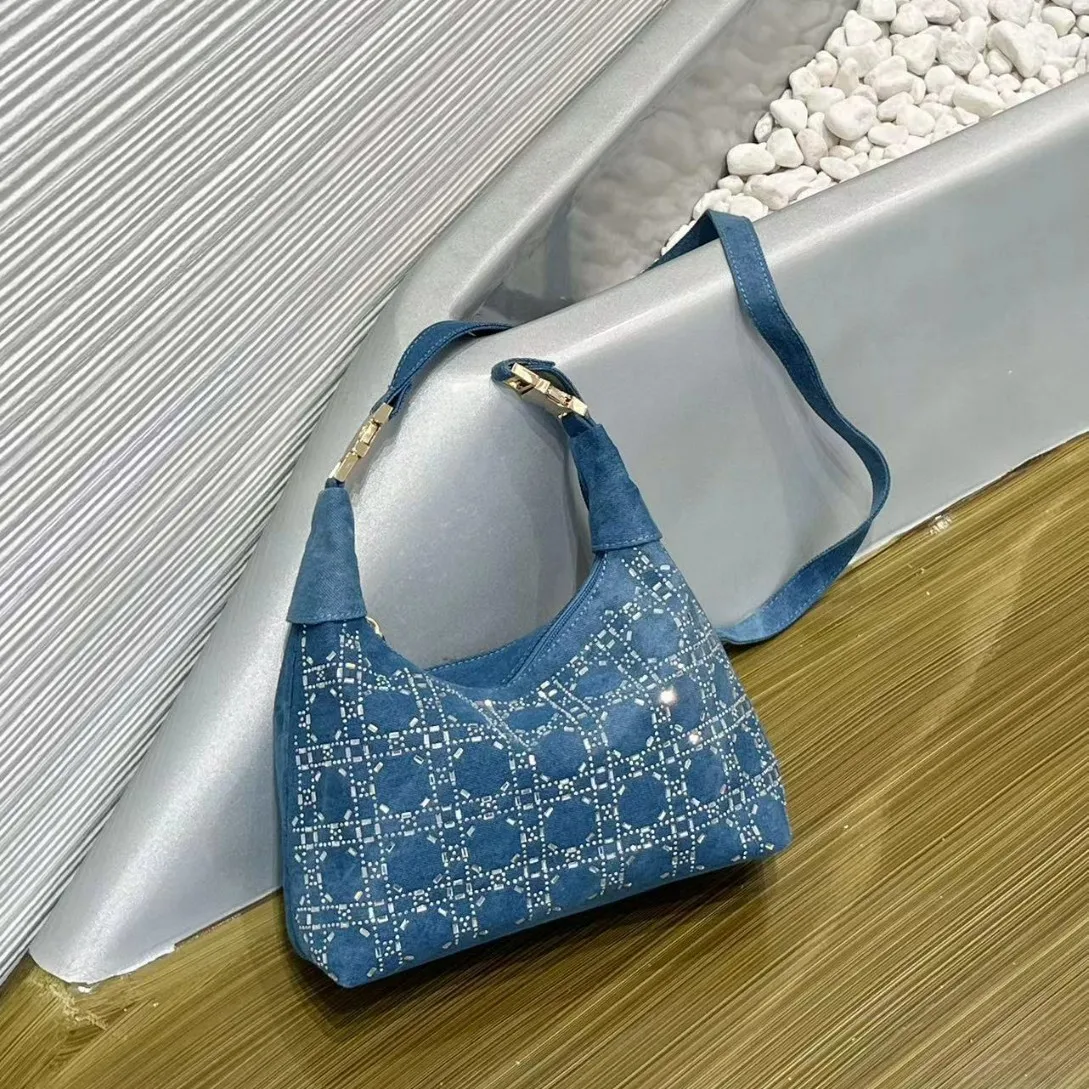 2025 جديد حمل حقيبة دلو حقيبة يد المرأة حقائب الدنيم الأزرق حقيبة كتف نسائية Bolso مصمم حقائب جانبية فاخرة