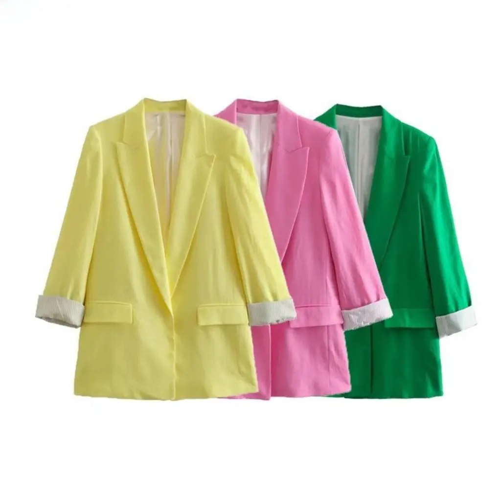 

Summer Women's Loose Casual Suit Jacket Mid-Length European American Style Clothing Wholesale E42365