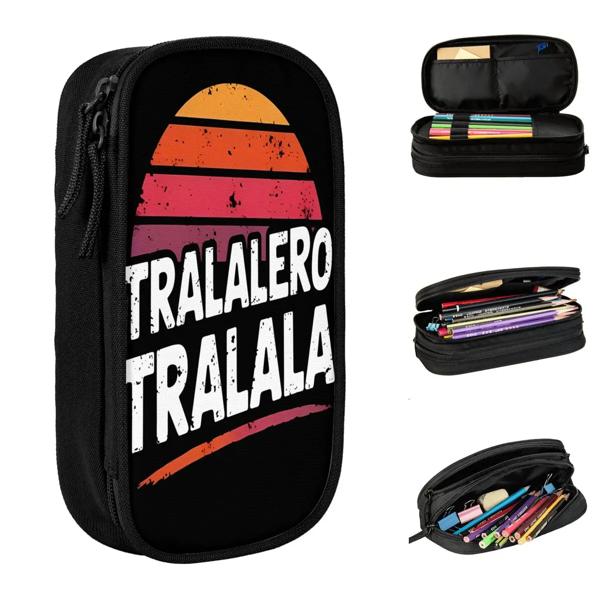 

Tralalero Tralala Pencil Case Italian Brainrot School Pencil Cases Zipper Boy Girl Vintage Large Capacity Pen Box Stationery