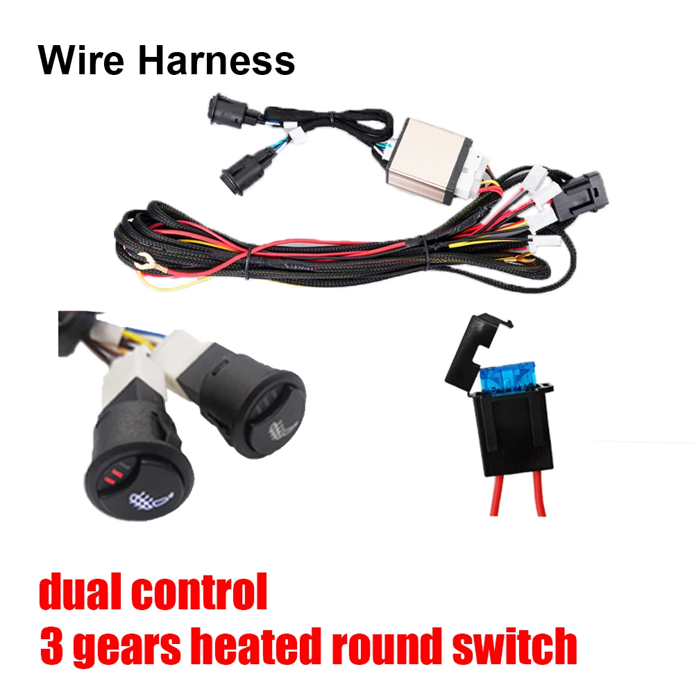 Universal Built-In Car Seat Heater Kit, 12v 100w Carbon Fiber Heating Pad, Is Suitable For 2 Seats And 3-Level Control Switch Sy