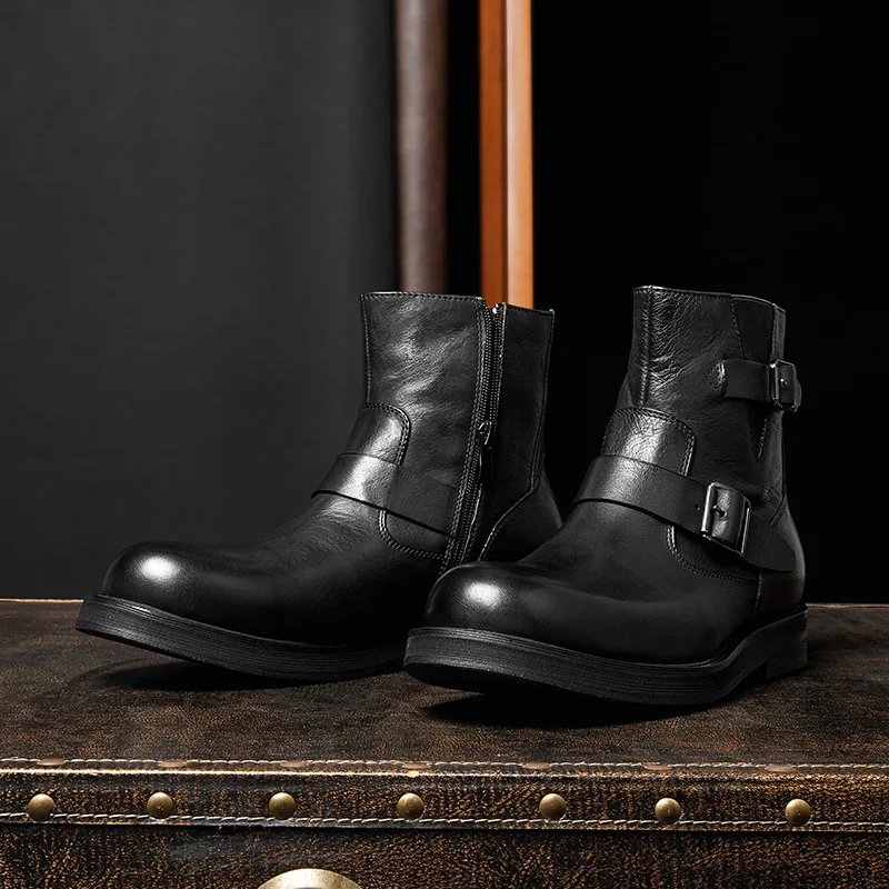 Bottes skip en cuir de vachette véritable pour hommes, chaussures rétro britanniques pour hommes, bottes StephanDesert, haute qualité, automne et hiver