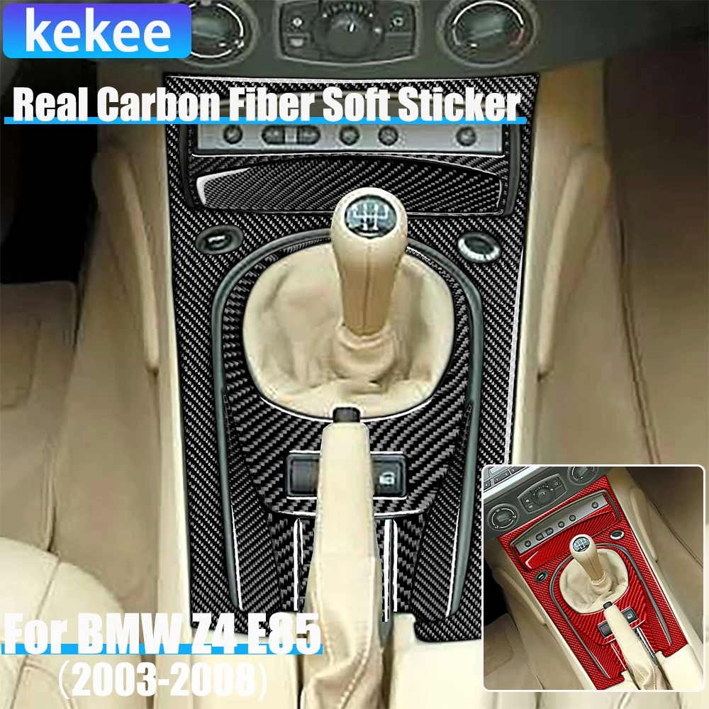 

Real Carbon Fiber Car Accessories Manual Gear Shift Decorative Cover Soft Sticker For BMW Z4 E85 2003 2004 2005 2006 2007 2008