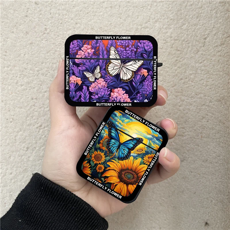 Fashion Butterfly Flowers Earphone Case For Airpods 1 2 3 Pro Sunflower Wireless Headphone Cover For Air Pods Pro2 Accessories