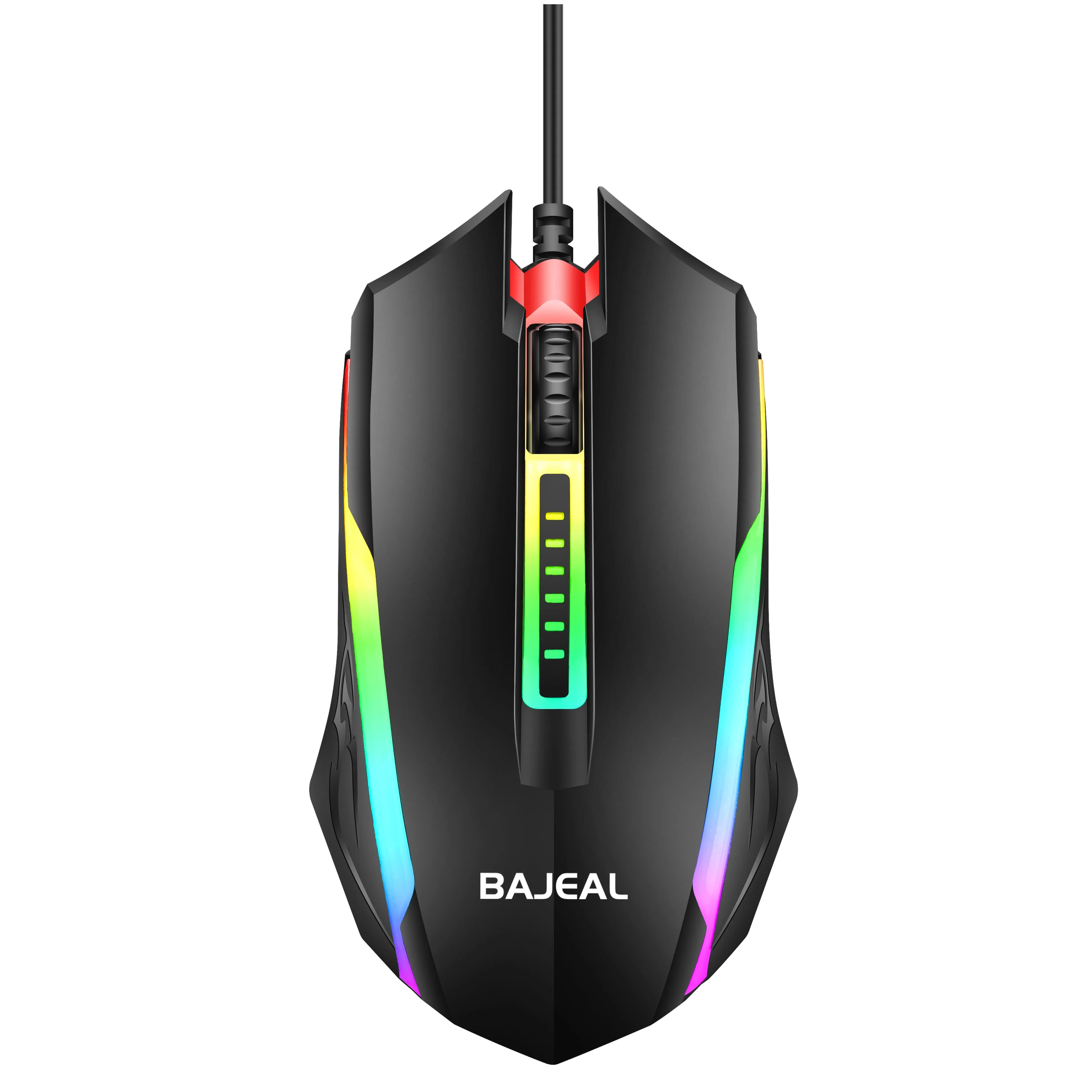 Bajeal D12 ماوس بصري سلكي USB بإضاءة خلفية عالي DPI مريح للألعاب وماوس مكتب متوافق مع أجهزة الكمبيوتر وأجهزة الكمبيوتر المحمولة