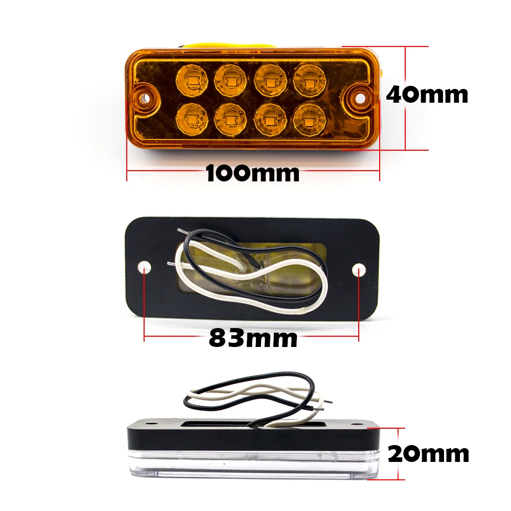 12V 24V 8 LED Side Marker Light Signal Lamp Light Turn Signal Clearance Indicator Truck Trailer Lorry Caravan Bus Waterproof